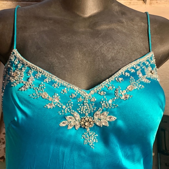 Silk Turquoise Dance Party Dress by Metro Section - Picture 5 of 9